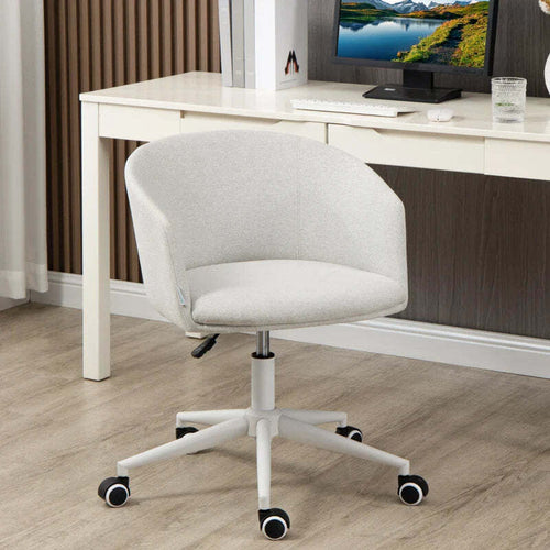 Sedia-da-Ufficio-con-Altezza-Regolabile,-Ruote-e-Seduta-Girevole-in-Tessuto,-Grigio-Chiaro-HJ9921-602V00LGHJ9