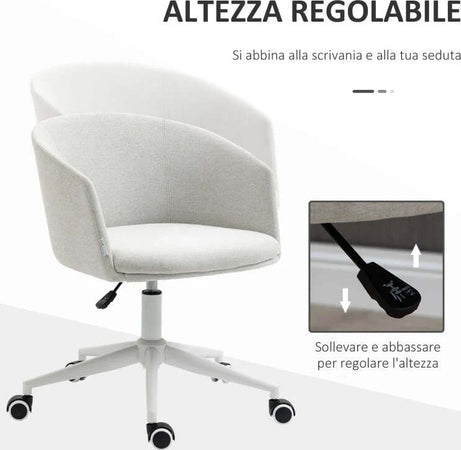 Sedia-da-Ufficio-con-Altezza-Regolabile,-Ruote-e-Seduta-Girevole-in-Tessuto,-Grigio-Chiaro-HJ9921-602V00LGHJ9