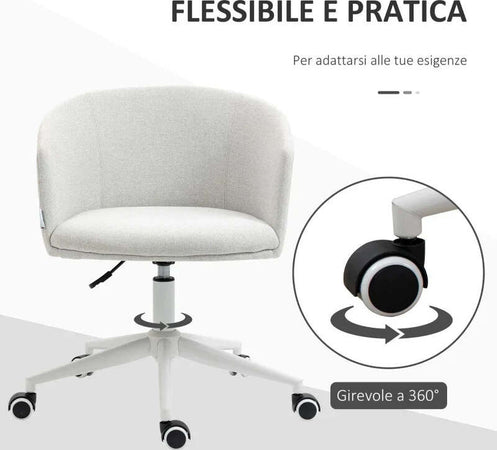 Sedia-da-Ufficio-con-Altezza-Regolabile,-Ruote-e-Seduta-Girevole-in-Tessuto,-Grigio-Chiaro-HJ9921-602V00LGHJ9