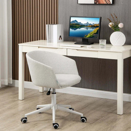 Sedia-da-Ufficio-con-Altezza-Regolabile,-Ruote-e-Seduta-Girevole-in-Tessuto,-Grigio-Chiaro-HJ9921-602V00LGHJ9