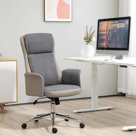 Sedia-da-Ufficio-Elegante-a-2-Tessuti,-Sedia-Ergonomica-ad-Altezza-Regolabile,-65x72x108-118-cm,-Grigia-LK6921-599LGLK6