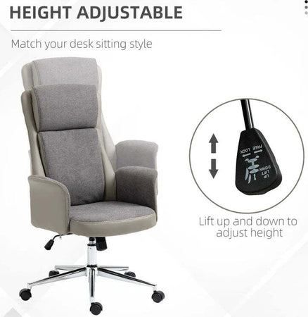 Sedia-da-Ufficio-Elegante-a-2-Tessuti,-Sedia-Ergonomica-ad-Altezza-Regolabile,-65x72x108-118-cm,-Grigia-LK6921-599LGLK6