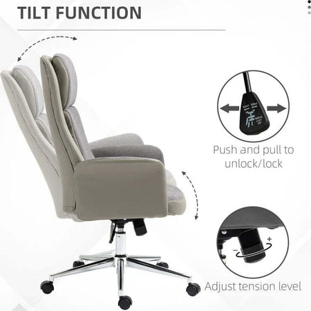 Sedia-da-Ufficio-Elegante-a-2-Tessuti,-Sedia-Ergonomica-ad-Altezza-Regolabile,-65x72x108-118-cm,-Grigia-LK6921-599LGLK6