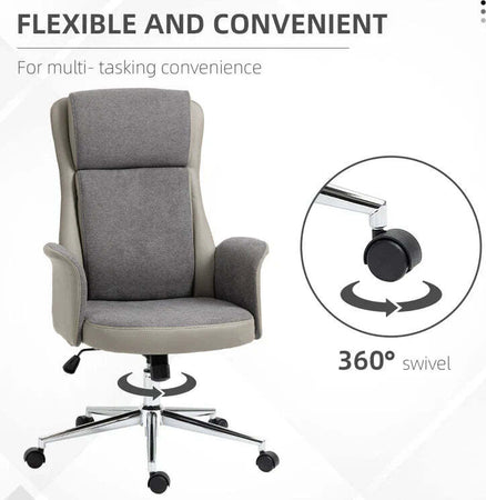 Sedia-da-Ufficio-Elegante-a-2-Tessuti,-Sedia-Ergonomica-ad-Altezza-Regolabile,-65x72x108-118-cm,-Grigia-LK6921-599LGLK6