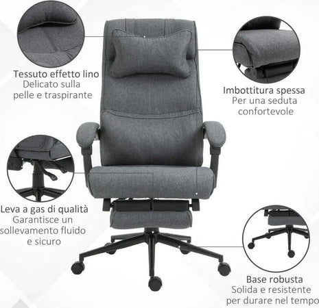 Sedia-da-Ufficio-Ergonomica-ad-Altezza-Regolabile-con-Braccioli-e-Poggiapiedi,-66x70x115-123-cm,-Grigia-WS3921-281WS3