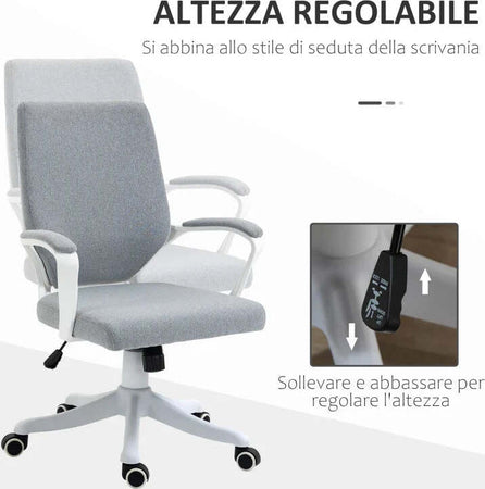 Sedia-da-Ufficio-Ergonomica,-Altezza-Regolabile-e-Funzione-Dondolo,-Poltrona-Girevole-con-Ruote,-62x69x92-100cm,-Grigio-Bianco-JK7921-536GYJK7