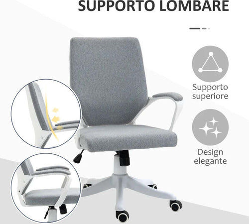 Sedia-da-Ufficio-Ergonomica,-Altezza-Regolabile-e-Funzione-Dondolo,-Poltrona-Girevole-con-Ruote,-62x69x92-100cm,-Grigio-Bianco-JK7921-536GYJK7