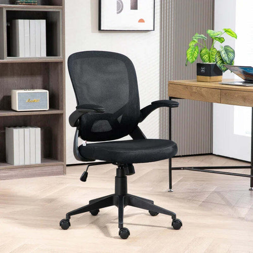 Sedia-da-Ufficio-Ergonomica-con-Altezza-Regolabile,-Braccioli-Ribaltabili-e-Tessuto-a-Rete,-Nero-NB6921-704V00BKNB6