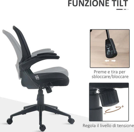 Sedia-da-Ufficio-Ergonomica-con-Altezza-Regolabile,-Braccioli-Ribaltabili-e-Tessuto-a-Rete,-Nero-NB6921-704V00BKNB6