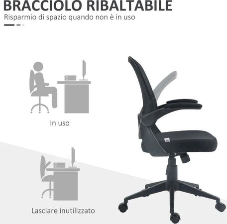 Sedia-da-Ufficio-Ergonomica-con-Altezza-Regolabile,-Braccioli-Ribaltabili-e-Tessuto-a-Rete,-Nero-NB6921-704V00BKNB6