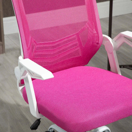 Sedia-da-Ufficio-Ergonomica-con-Braccioli-e-Supporto-Lombare,-Poltrona-Ufficio-Girevole-e-Altezza-Regolabile-in-Tessuto-Rosa-RF3921-547PKRF3