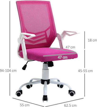 Sedia-da-Ufficio-Ergonomica-con-Braccioli-e-Supporto-Lombare,-Poltrona-Ufficio-Girevole-e-Altezza-Regolabile-in-Tessuto-Rosa-RF3921-547PKRF3