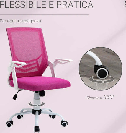 Sedia-da-Ufficio-Ergonomica-con-Braccioli-e-Supporto-Lombare,-Poltrona-Ufficio-Girevole-e-Altezza-Regolabile-in-Tessuto-Rosa-RF3921-547PKRF3