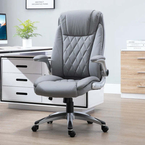 Sedia-da-Ufficio-Ergonomica-con-Imbottitura,-Altezza-Regolabile-e-5-Ruote,-70x71x113-121-cm,-Grigio-UL3920-063GYUL3