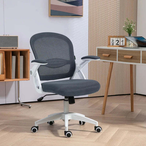 Sedia-da-Ufficio-Ergonomica-con-Schienale-a-Rete-e-Altezza-Regolabile,-65.5x61.5x88-97.5cm,-Grigio-YH6921-511V01GYYH6