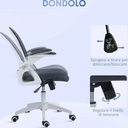 Sedia-da-Ufficio-Ergonomica-con-Schienale-a-Rete-e-Altezza-Regolabile,-65.5x61.5x88-97.5cm,-Grigio-YH6921-511V01GYYH6
