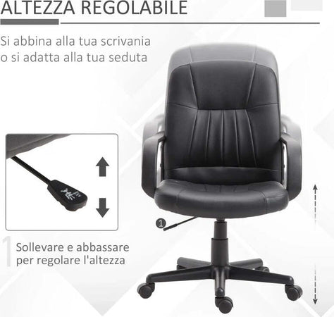 Sedia-da-Ufficio-Ergonomica-e-Girevole,-Poltrona-da-Ufficio-con-Altezza-Regolabile-in-Similpelle-60×60×90-99cm-Nero-YU2921-114YU2