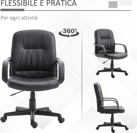 Sedia-da-Ufficio-Ergonomica-e-Girevole,-Poltrona-da-Ufficio-con-Altezza-Regolabile-in-Similpelle-60×60×90-99cm-Nero-YU2921-114YU2