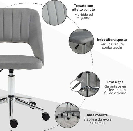 Sedia-da-Ufficio-Ergonomica-e-Girevole,-Sedia-Imbottita-per-Scrivania-con-Altezza-Regolabile,-Grigio-49x60x79-91cm-DR2921-481V80GYDR2