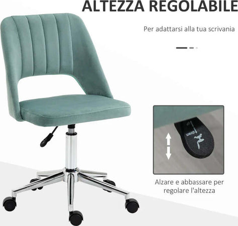 Sedia-da-Ufficio-Ergonomica-e-Girevole,-Sedia-Imbottita-per-Scrivania-con-Altezza-Regolabile,-Verde-Petrolio-49x60x79-91cm-UH4921-481GNUH4