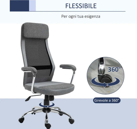 Sedia-da-Ufficio-Ergonomica-Girevole,-Altezza-Regolabile-e-Dondolamento,-Poltrona-in-Tessuto-a-Rete-65x67x119-129cm-Grigio-DF4921-385CGFD4