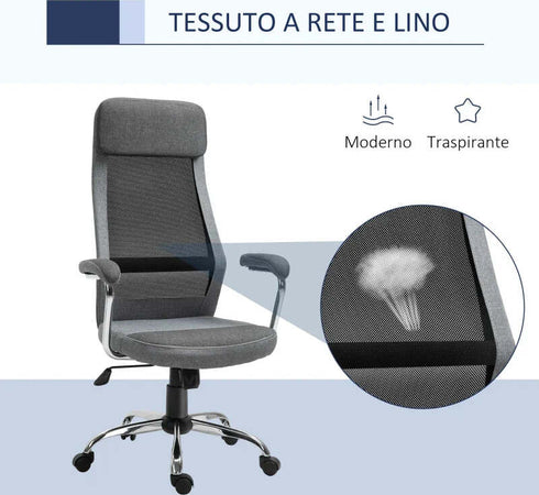 Sedia-da-Ufficio-Ergonomica-Girevole,-Altezza-Regolabile-e-Dondolamento,-Poltrona-in-Tessuto-a-Rete-65x67x119-129cm-Grigio-DF4921-385CGFD4