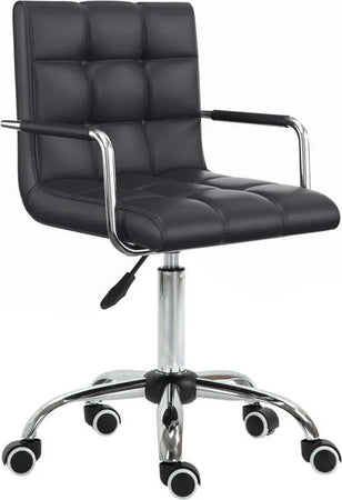 Sedia-da-Ufficio-Ergonomica-in-pelle-PU-Nero,-Sedia-da-Studio-con-5-Ruote-Girevoli,-Imbottitura-e-Altezza-Regolabile,-52.5x54x84-99cm-ML402-0697ML4
