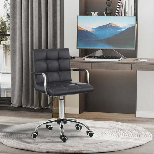 Sedia-da-Ufficio-Ergonomica-in-pelle-PU-Nero,-Sedia-da-Studio-con-5-Ruote-Girevoli,-Imbottitura-e-Altezza-Regolabile,-52.5x54x84-99cm-ML402-0697ML4