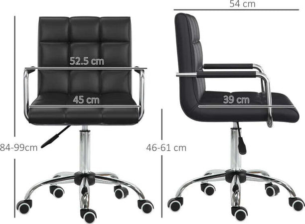 Sedia-da-Ufficio-Ergonomica-in-pelle-PU-Nero,-Sedia-da-Studio-con-5-Ruote-Girevoli,-Imbottitura-e-Altezza-Regolabile,-52.5x54x84-99cm-ML402-0697ML4