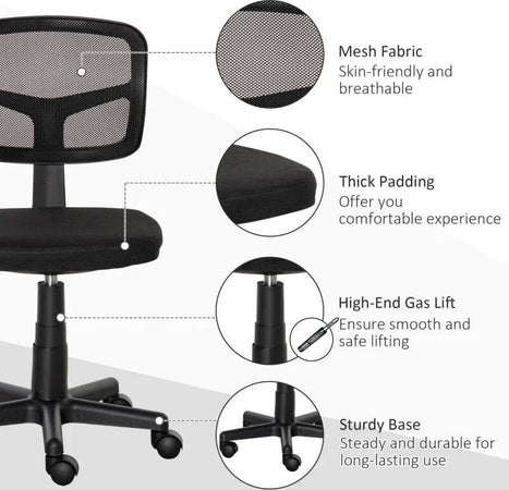 Sedia-da-Ufficio-Ergonomica-in-Rete-Senza-Braccioli-e-Regolabile-in-Altezza,-Nero-HN3921-577HN3