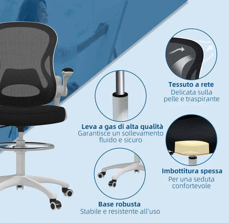 Sedia-da-Ufficio-Ergonomica-in-Tessuto-Traspirante-con-Altezza-Regolabile-e-Braccioli-Ribaltabili,-59x65x110-130-cm-JK6921-628V00BKJK6