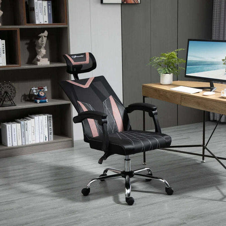 Sedia-da-Ufficio-Ergonomica-Inclinabile-a-130°-con-Supporto-Lombare-e-Cervicale,-58x62.5x112-120cm-NM5921-469PKNM5