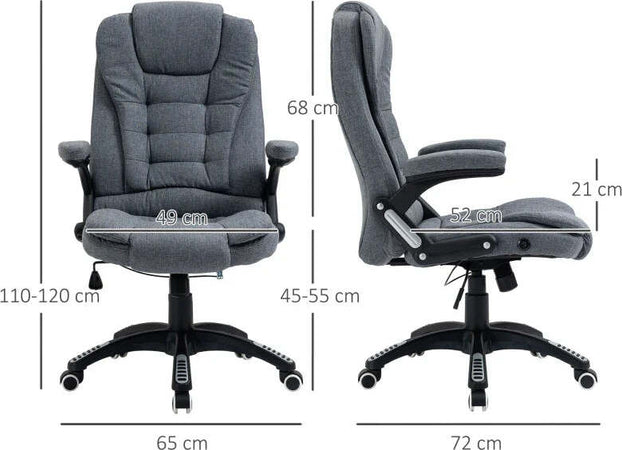 Sedia-da-Ufficio-Ergonomica-Reclinabile,-Altezza-Regolabile-e-Dondolamento,-Poltrona-Girevole-con-Ruote,-65x72x110-120cm,-Grigio-HG4921-416HG4
