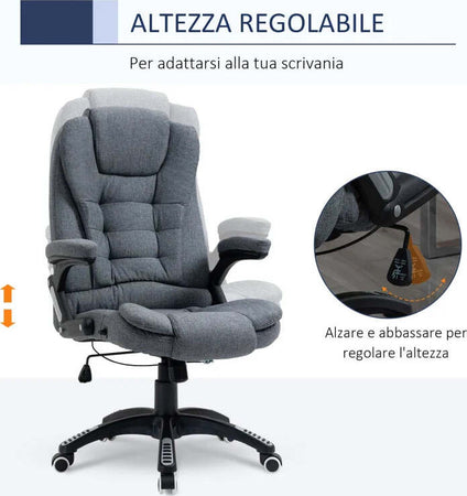 Sedia-da-Ufficio-Ergonomica-Reclinabile,-Altezza-Regolabile-e-Dondolamento,-Poltrona-Girevole-con-Ruote,-65x72x110-120cm,-Grigio-HG4921-416HG4