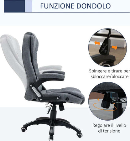 Sedia-da-Ufficio-Ergonomica-Reclinabile,-Altezza-Regolabile-e-Dondolamento,-Poltrona-Girevole-con-Ruote,-65x72x110-120cm,-Grigio-HG4921-416HG4
