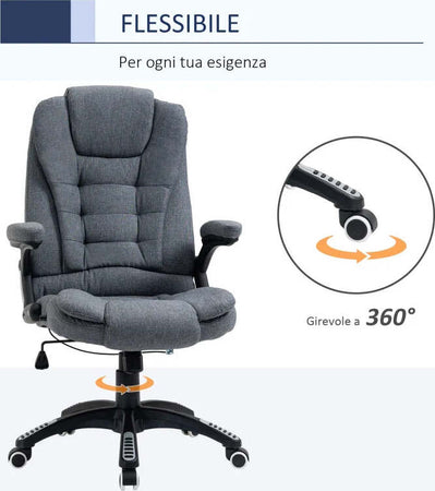 Sedia-da-Ufficio-Ergonomica-Reclinabile,-Altezza-Regolabile-e-Dondolamento,-Poltrona-Girevole-con-Ruote,-65x72x110-120cm,-Grigio-HG4921-416HG4