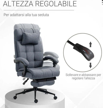 Sedia-da-Ufficio-Ergonomica-Reclinabile,-Sedia-Direzionale-con-Schiena-Alta,-Poltrona-Ufficio-con-Poggiatesta-e-Poggiapiedi-Estraibile,-66x76x112-120cm,-Grigio-ED2921-282GYED2