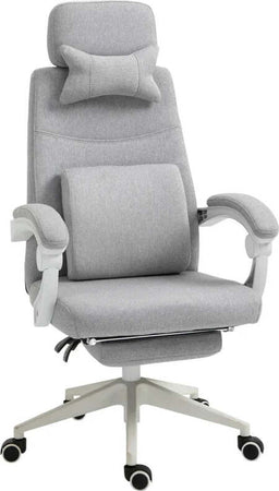 Sedia-da-Ufficio-Ergonomica,-Sedia-da-Scrivania-con-Rotelle,-Cuscino-Lombare,-Poggiatesta-e-Poggiapiedi-Estraibile,-Grigia-62x68x117-127cm-YH1921-253YH1