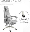Sedia-da-Ufficio-Ergonomica,-Sedia-da-Scrivania-con-Rotelle,-Cuscino-Lombare,-Poggiatesta-e-Poggiapiedi-Estraibile,-Grigia-62x68x117-127cm-YH1921-253YH1