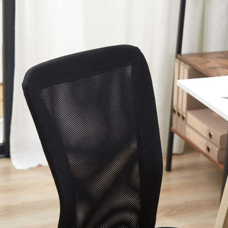 Sedia-da-Ufficio-Ergonomica-Senza-Braccioli,-Tessuto-Traspirante-a-Rete,-Altezza-Regolabile-e-5-Ruote,-43x58x90-100cm,-Nero-FG1921-226BKFG1