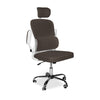 Sedia da ufficio ergonomica Vibes con struttura bianca e seduta in tessuto a rete tortora con base cromata