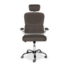 Sedia da ufficio ergonomica Vibes con struttura bianca e seduta in tessuto a rete tortora con base cromata