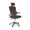 Sedia da ufficio ergonomica Vibes con struttura bianca e seduta in tessuto a rete tortora con base cromata