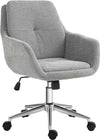 Sedia-da-Ufficio-Girevole-ad-Altezza-Regolabile,-in-Tessuto-Effetto-Lino-e-Acciaio,-55x66x86-96-cm,-Grigio-Chiaro-HP9921-712V00LGHP9