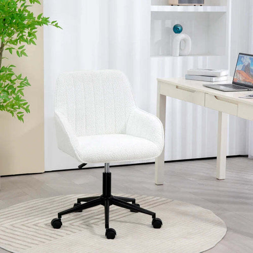 Sedia-da-Ufficio-in-Tessuto-con-Altezza-Regolabile,-Seduta-Girevole-e-Ruote,-Bianco-HU8921-713V00WTHU8