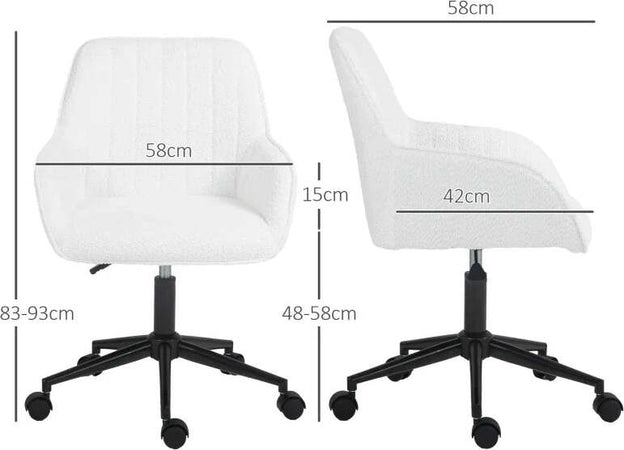 Sedia-da-Ufficio-in-Tessuto-con-Altezza-Regolabile,-Seduta-Girevole-e-Ruote,-Bianco-HU8921-713V00WTHU8