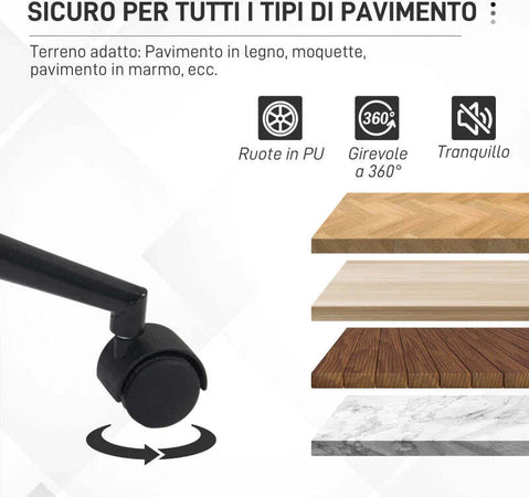 Sedia-da-Ufficio-in-Tessuto-con-Altezza-Regolabile,-Seduta-Girevole-e-Ruote,-Bianco-HU8921-713V00WTHU8