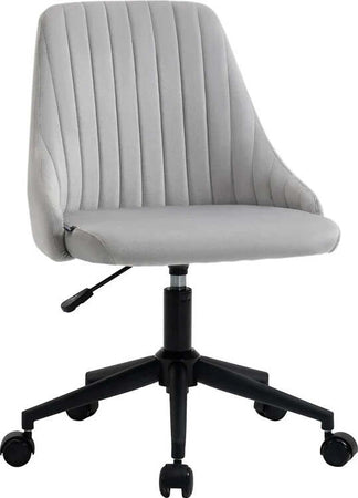 Sedia-da-Ufficio-in-Velluto-Grigio-con-Altezza-Regolabile,-Sedia-Ergonomica-Girevole-a-360°-e-Ruote,-50x58x77-87cm-JH1921-488GYHJ1