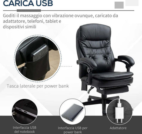 Sedia-da-Ufficio-Massaggiante-in-Similpelle-con-Presa-USB,-64x69x107-115cm,-Nero-CV5921-592BKCV5