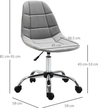 Sedia-Girevole-,-Design-Ergonomico-e-Regolabile-Senza-Braccioli,-Grigio,-59x59x81-91cmED3921-366GYED3